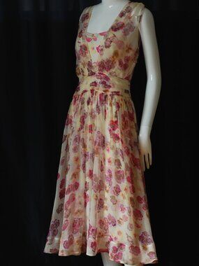 Romantic Silk Chiffon Floral Summer Dress With Silk Slip